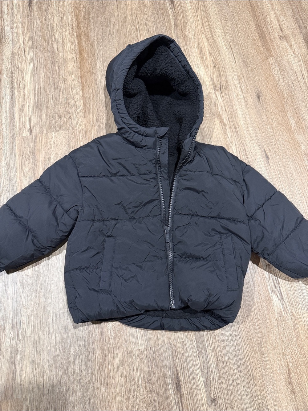 Old Navy Kids Black Hooded Puffer Coat